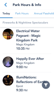 My Disney Experience Park Information