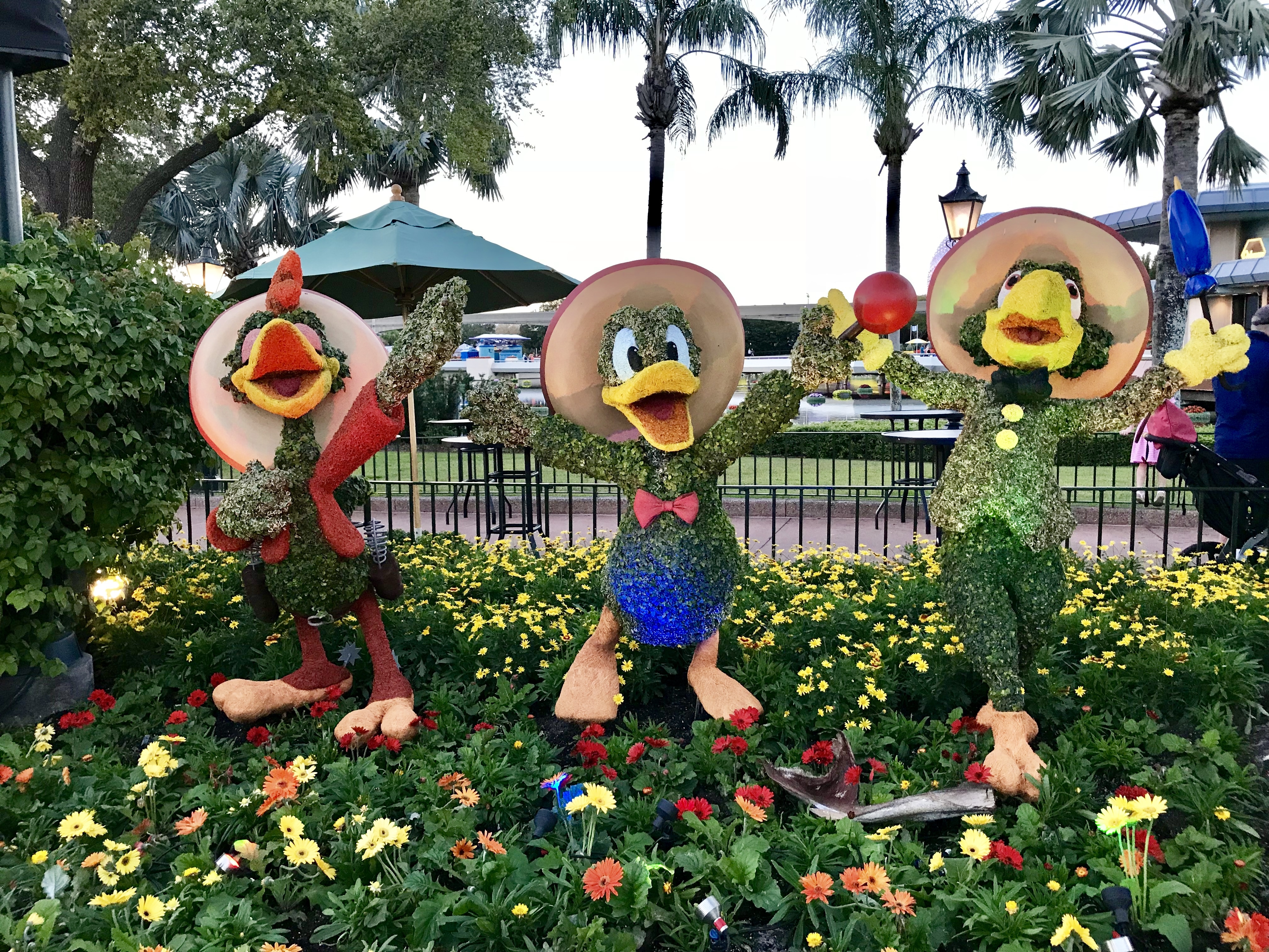 Three Caballeros at Epcot's 2018 Flower and Garden Festival