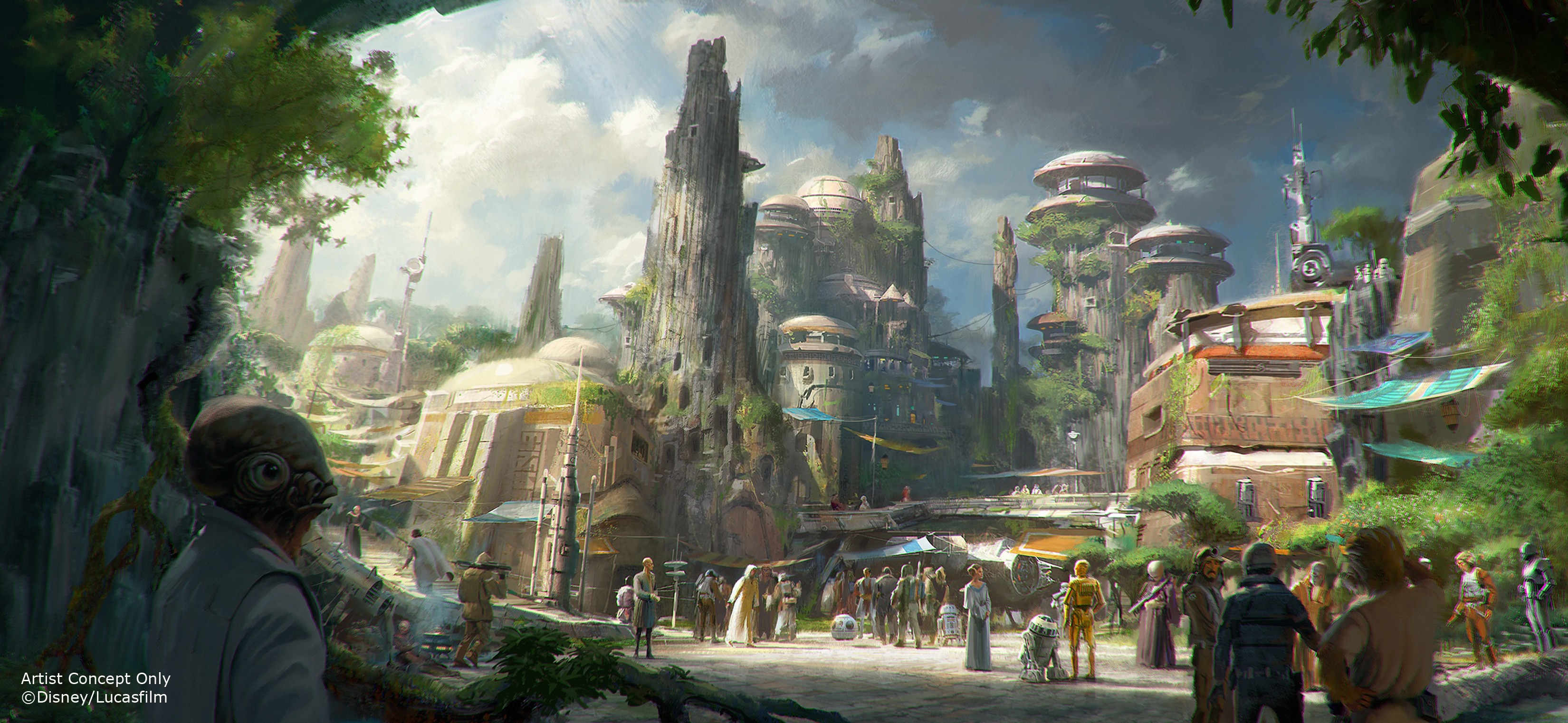 Galaxy's Edge right outside of the Disney star wars hotel