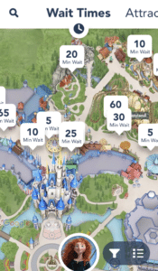 Wait times for rides at the Magic Kingdom at Disney World