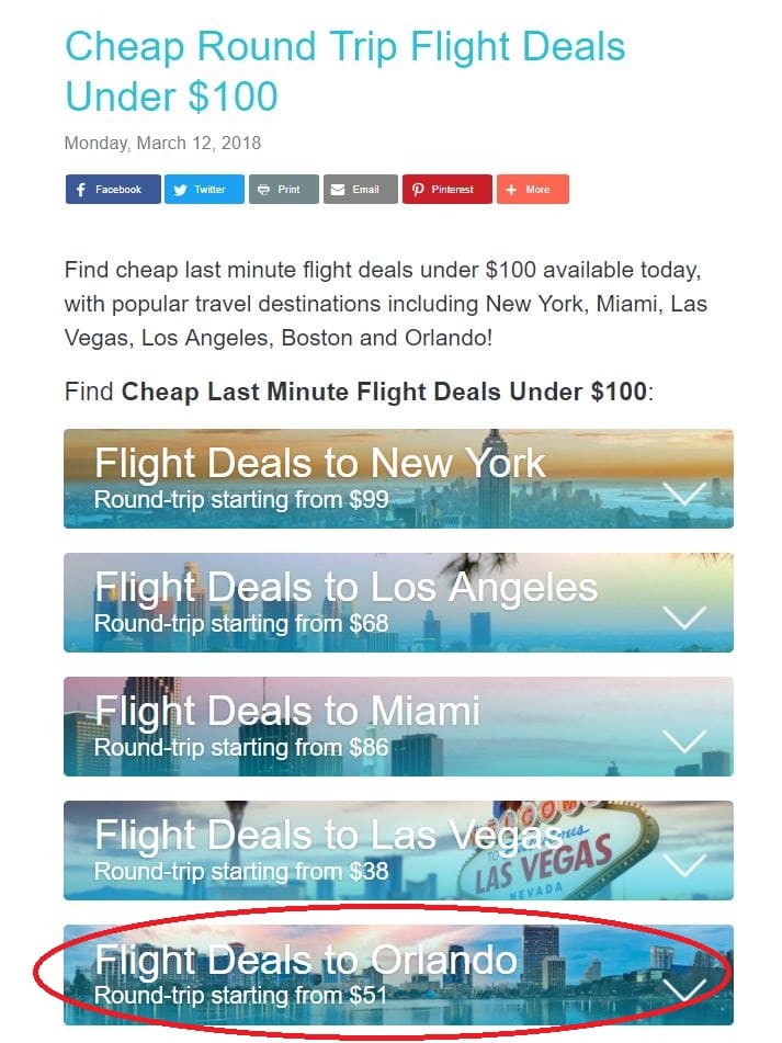 Searching for flights to Orlando using Skyscanner