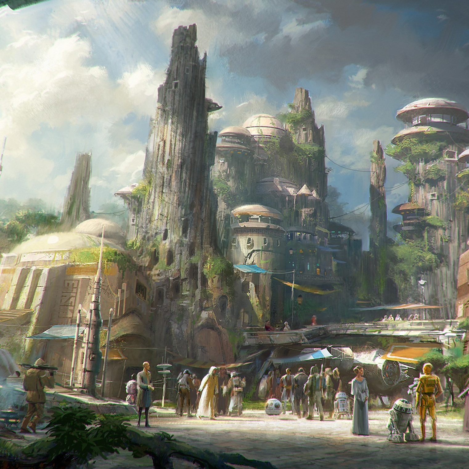 Galaxy's Edge right outside of the Disney star wars hotel