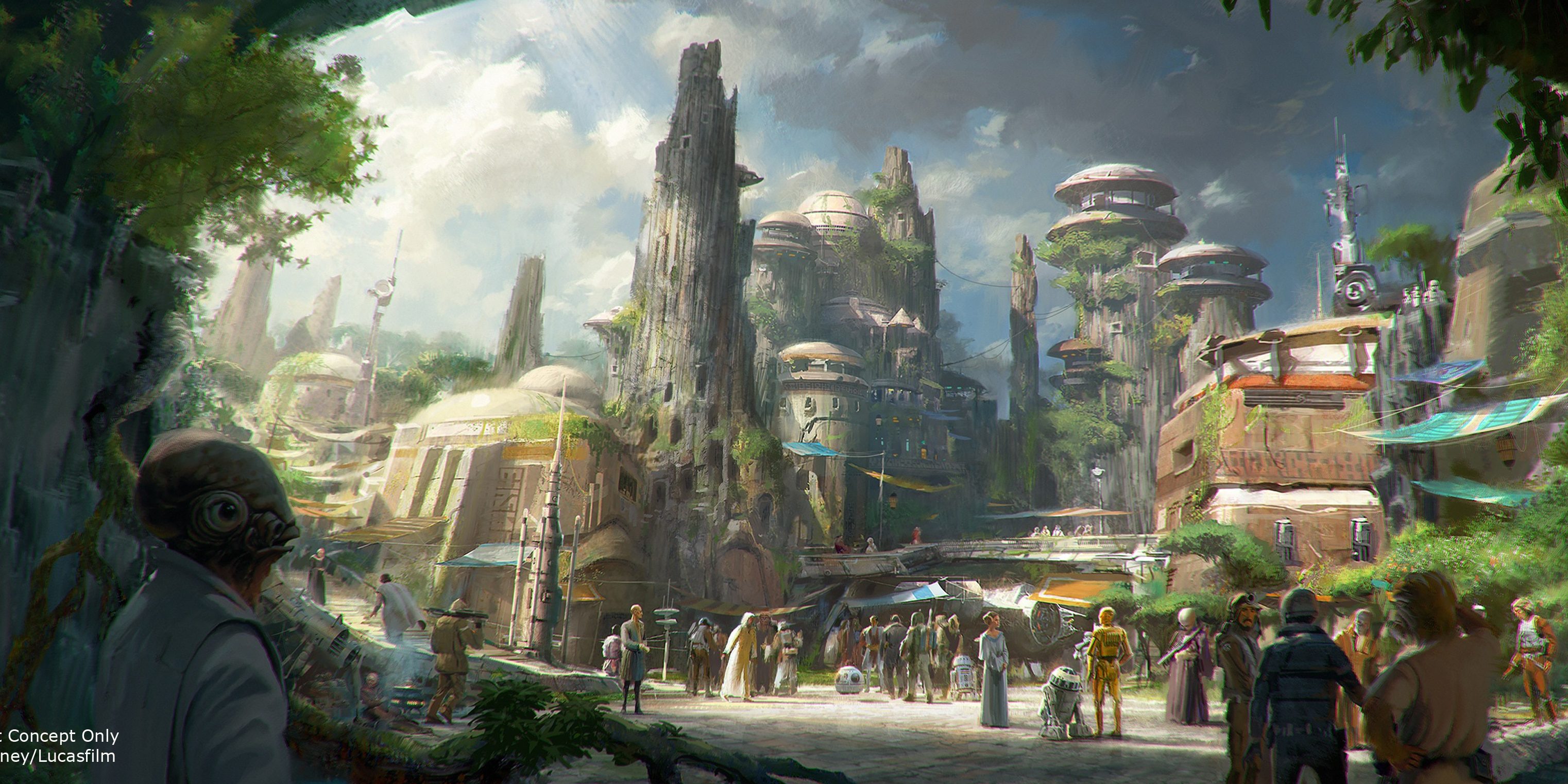 Galaxy's Edge right outside of the Disney star wars hotel