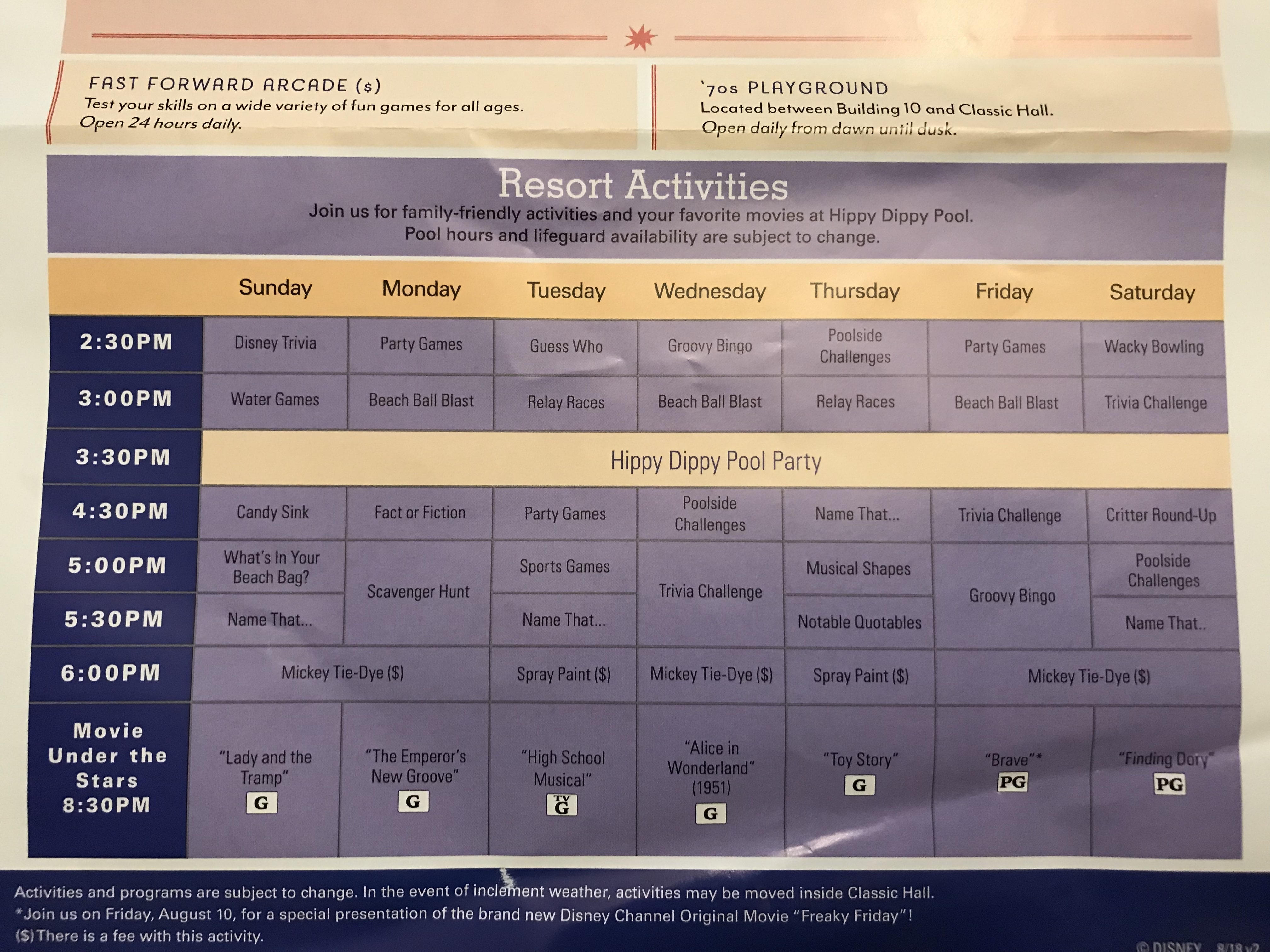 Disney's Pop Century Recreation Calendar