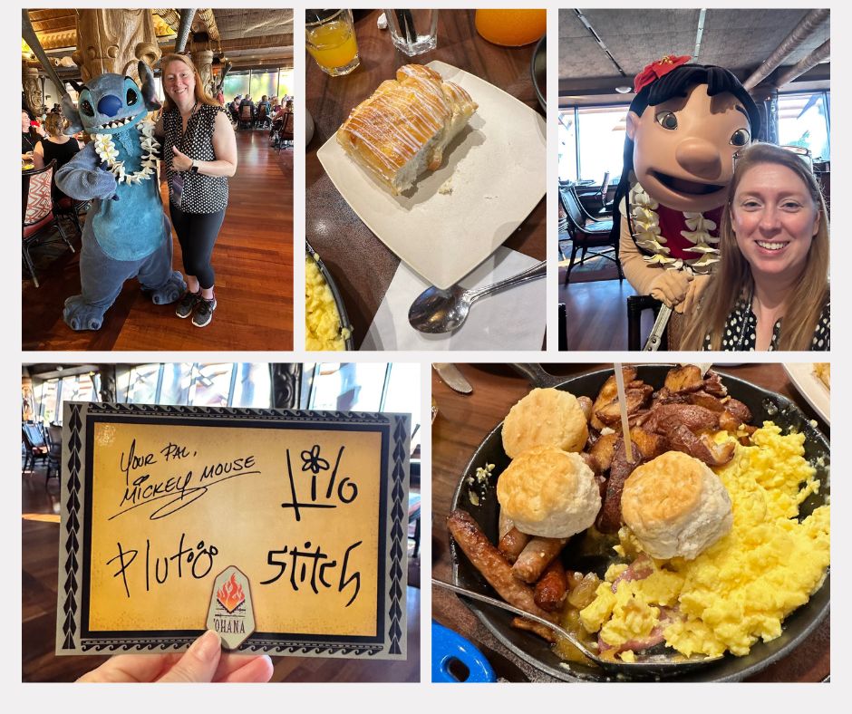 'Ohana's does a great character meal for your breakfast at Disney World! #wdw #disneyworld #disneydining #disneyfood #disneybreakfast #charactermeals